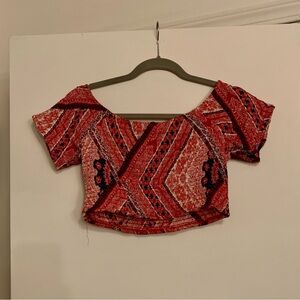 Rue21 Red and Black Patterned Crop Top